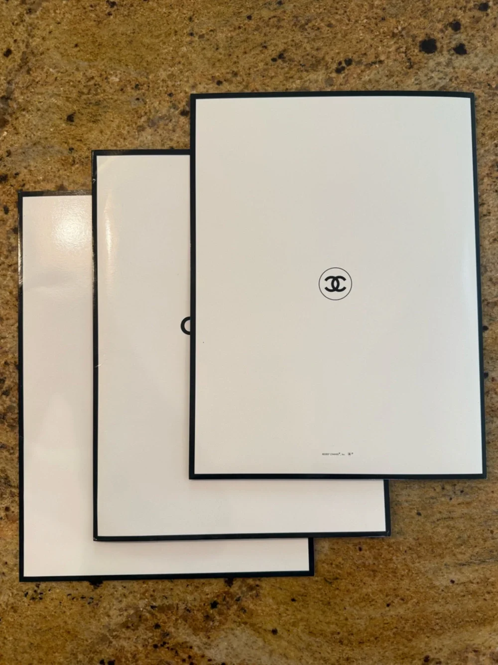 CHANEL Black and White Logo Folder Set of 3
